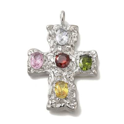 304 Stainless Steel Colorful Rhinestone Pendants