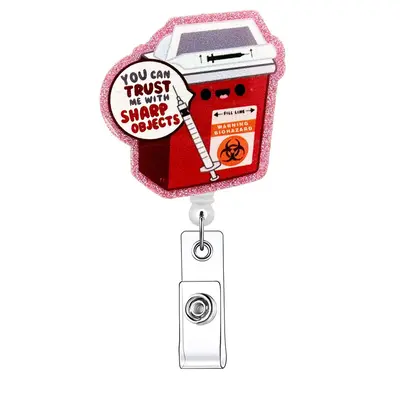 Funny Medical Themed Retractable Badge Reel, 1 Count Portable Acrylic ID Holder with Clip, ID Holder for Nurses, Doctors, Stu...