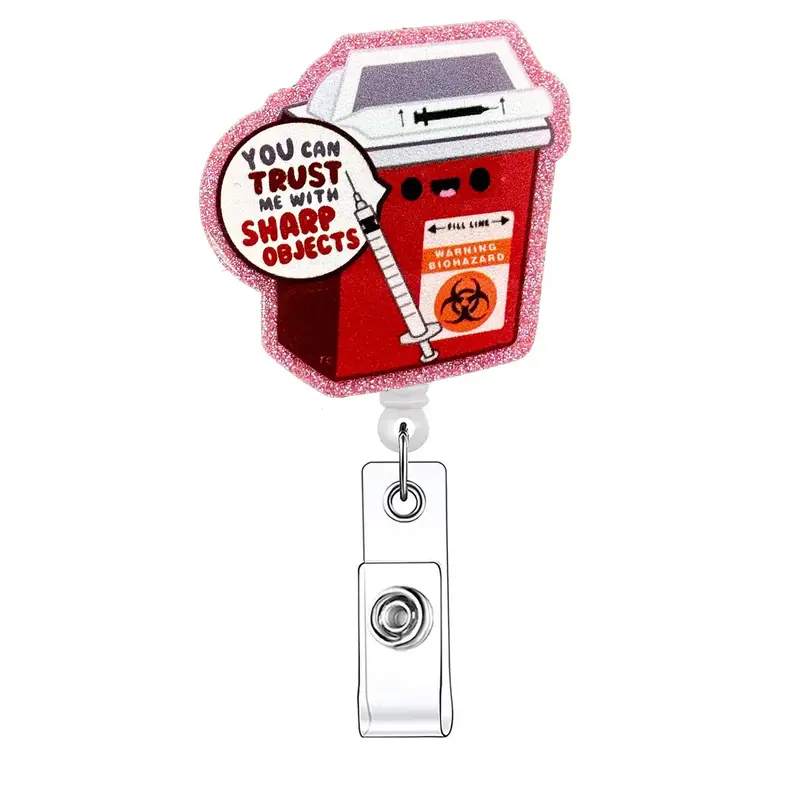 Funny Medical Themed Retractable Badge Reel, 1 Count Portable Acrylic ID Holder with Clip, ID Holder for Nurses, Doctors, Stu...