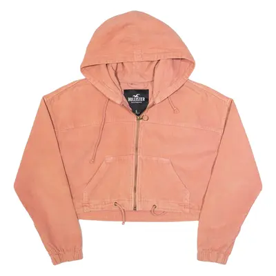 HOLLISTER Womens Corduroy Jacket Pink Hooded S