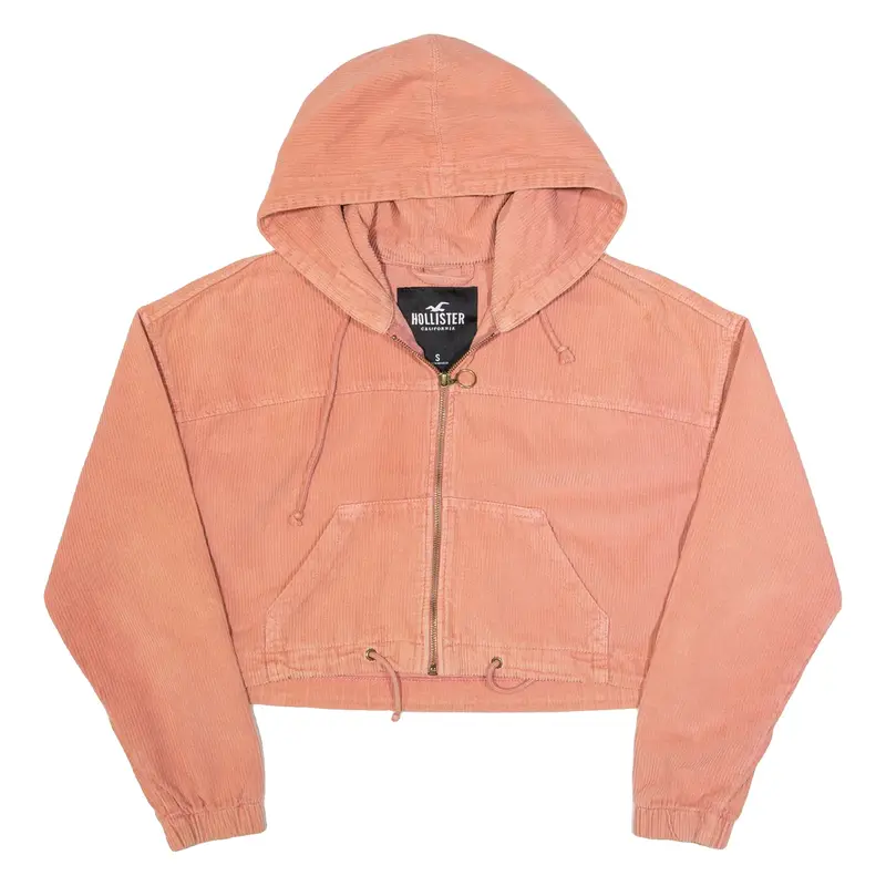 HOLLISTER Womens Corduroy Jacket Pink Hooded S