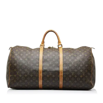 Pre-owned Louis Vuitton Canvas x Monogram Canvas travel bags Louis Vuitton\tBandouliere Monogram Keepall travel bag 60