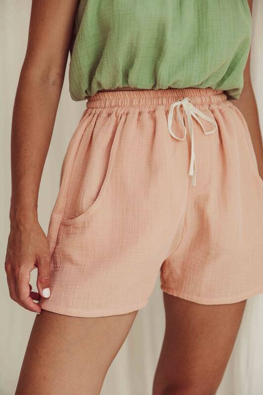 Organic cotton women shorts - Peach