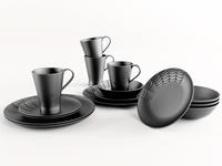 Spiderweb Dinnerware Set (16 Pieces) Porcelain - Includes 4 Mugs, 4 Bowls, 4 Dinner, and 4 Salad Plates. Spooky Halloween Mat...