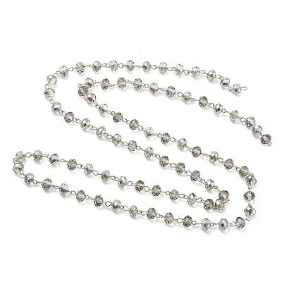 Handmade Rondelle Glass Beads Chains for Necklaces Bracelets Making