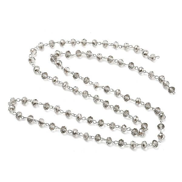 Handmade Rondelle Glass Beads Chains for Necklaces Bracelets Making