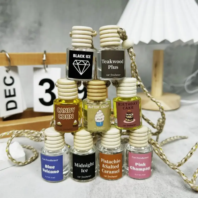 Car Aromatherapy Glass Bottle, 1 Count Car Rearview Mirror Hanging Perfume Bottle, Air Freshener Pendant, Car Interior Decora...