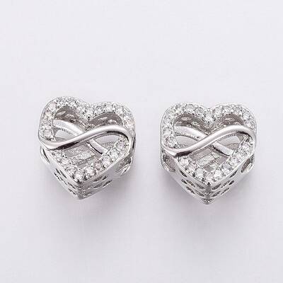 Brass Micro Pave Cubic Zirconia European Beads