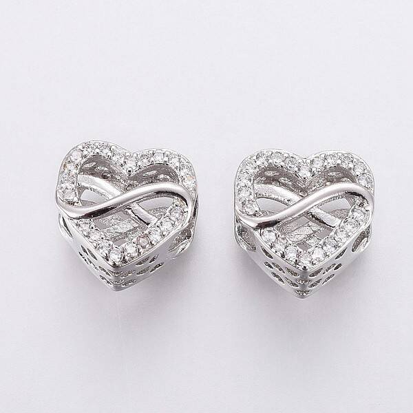 Brass Micro Pave Cubic Zirconia European Beads