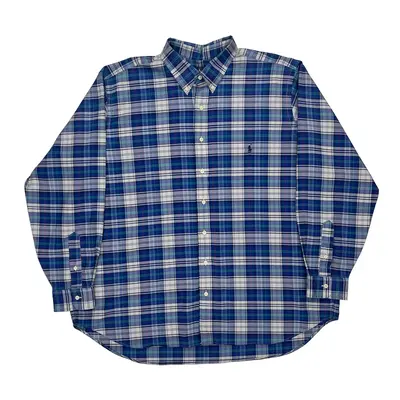 Ralph Lauren Checked Shirt - 2XL Blue Cotton Blend