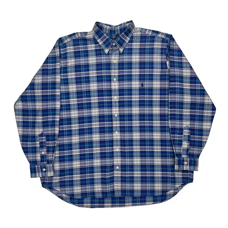 Ralph Lauren Checked Shirt - 2XL Blue Cotton Blend