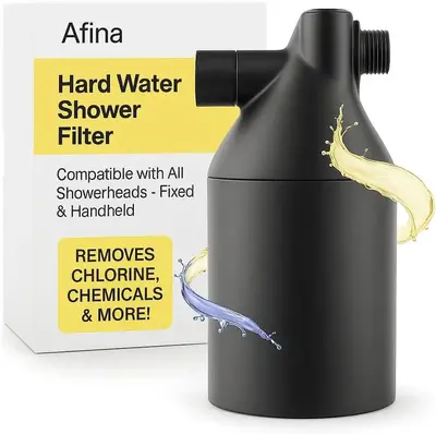 Afina High-Pressure Shower Filter for Healthier Hair & Skin Reduces Hair Fall Dry Itchy Skin Dandruff Eczema Protects Colored...