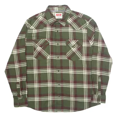 WRANGLER Mens Shirt Green Check Long Sleeve L