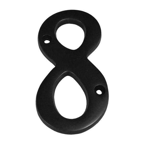 Better Home Products 4 Solid Brass House Number #8, Matte Black