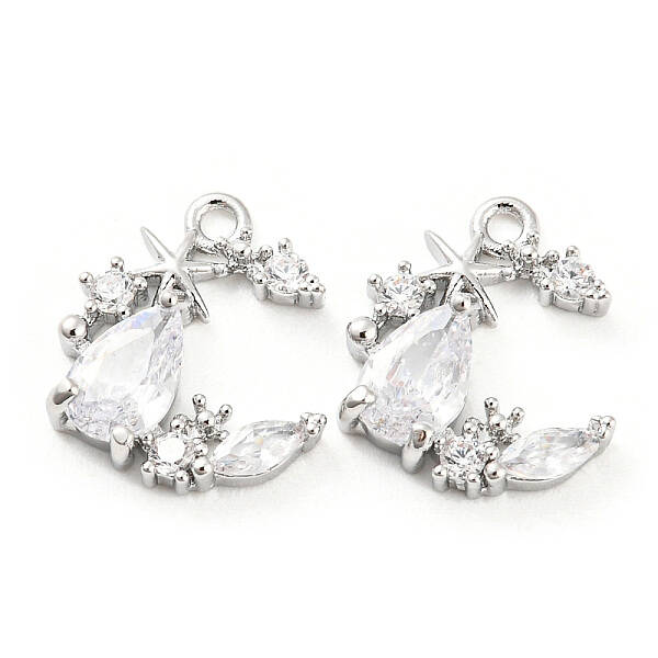 Brass Micro Pave Cubic Zirconia Charm