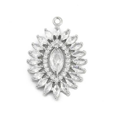 Brass Micro Pave Cubic Zirconia with Glass Pendants