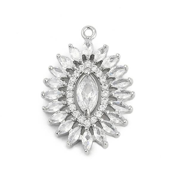 Brass Micro Pave Cubic Zirconia with Glass Pendants