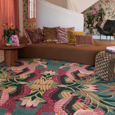 Vintage Flamingo Pattern Area Rug, 1 Count Non-slip Soft Floor Mat, Decorative Carpet for Home Living Room Bedroom Hotel Dorm...