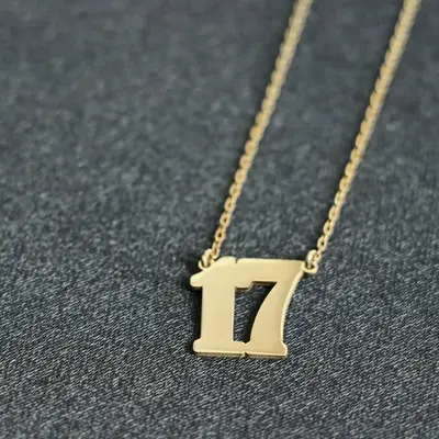 Number Necklace, Old English Number, Old English Letter Number Necklace, Old English Jewelry, Gothic Number Necklace, AGE NEC...
