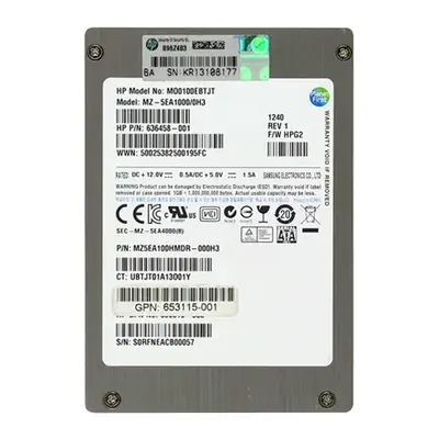 636458-001 HP 100GB Multi-Level Cell SATA 3Gb/s 2.5-Inch Solid State Drive for ProLiant Servers