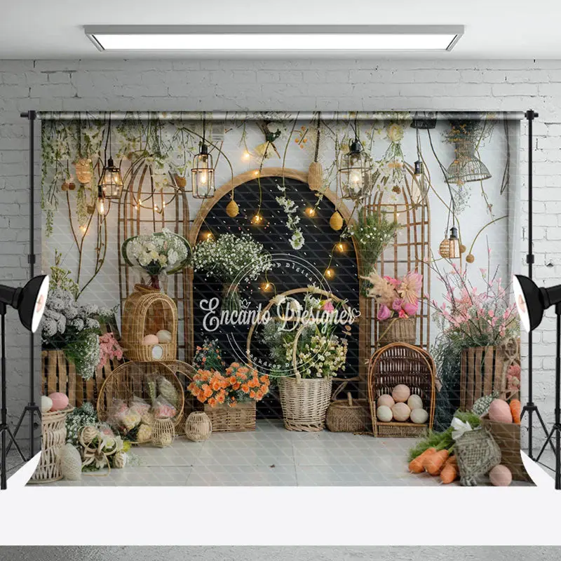 Black Wooden Arch With Flowers Interior Backdrop - Aperturee