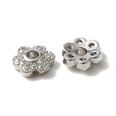 Rack Plating Brass Cubic Zirconia Bead Cap