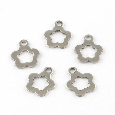 Tarnish Resistant Flower 201 Stainless Steel Charm Pendants
