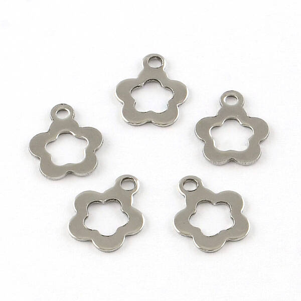 Tarnish Resistant Flower 201 Stainless Steel Charm Pendants