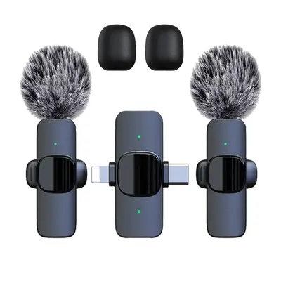 Wireless Lavalier Microphone, USB Rechargeable Wireless Microphone, Lapel Mic for Video Recording, Teaching, Interviews, Podc...