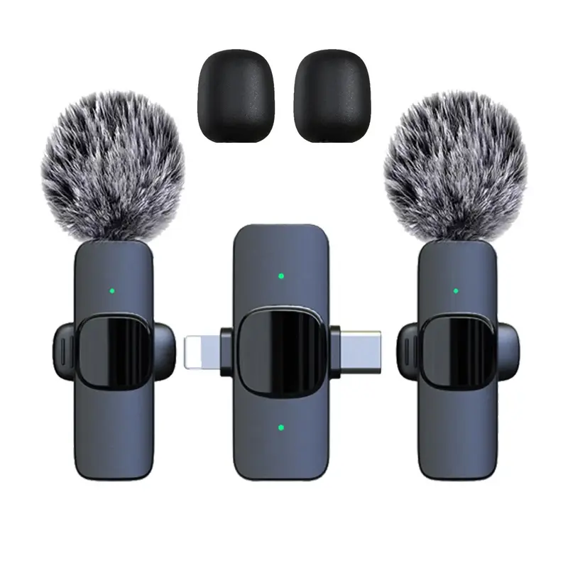 Wireless Lavalier Microphone, USB Rechargeable Wireless Microphone, Lapel Mic for Video Recording, Teaching, Interviews, Podc...