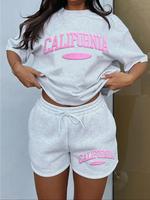 Women's Letter Print Tee & Drawstring Waist Shorts Set, Cozy T-shirt & Shorts for Daily Outdoor Wear, Ladies Summer Clothes, ...