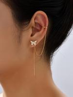 Women's Elegant Trendy Rhinestones Decorated Dangle Earrings with Butterfly Design, Cute Jewelry, Exquisite Tassel Decorated ...