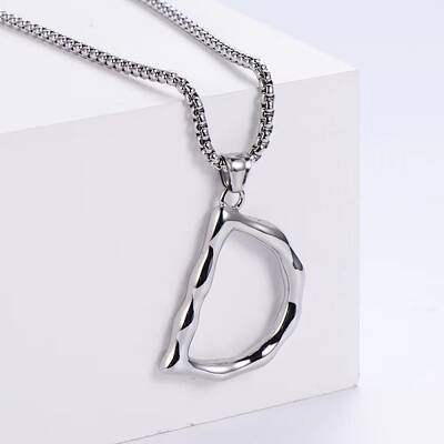 3Pcs Stainless Steel Textured Letter Pendants