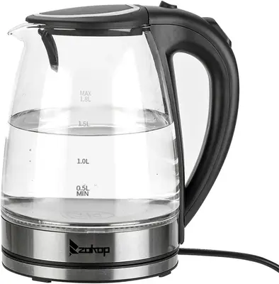 Zokop Glass Electric Kettle, 1.8 Liter Cordless with LED Light, Glass Tea Kettle & Hot Water Boiler,Auto Shut-Off and Boil-Dr...