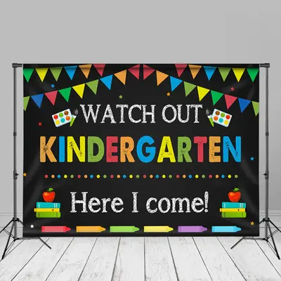 Flag Watch Out Kindergarten Back To School Backdrop - Aperturee