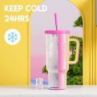 【Limited time promotion】MEOKY Large Capacity Stainless Steel Car Cup, With Stainless Steel Straw, Double-layer Vacuum Des...