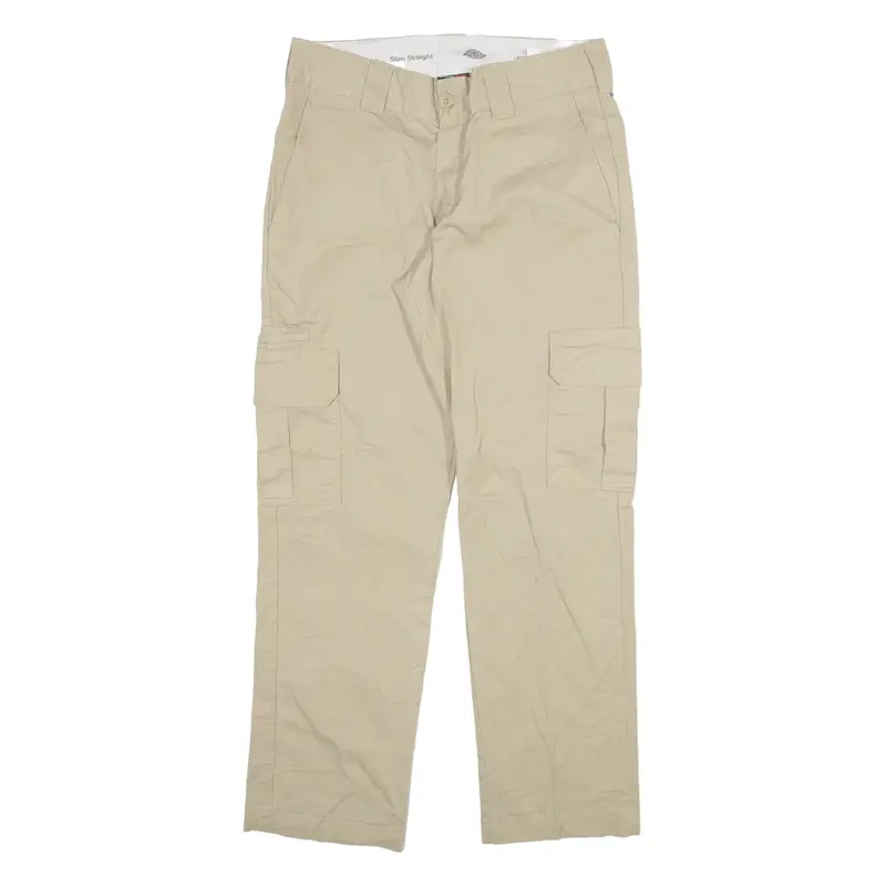 DICKIES Cargo Mens Trousers Beige Slim Straight W30 L30