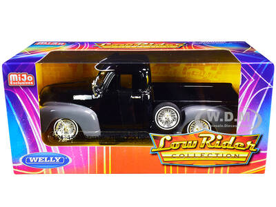 1953 Chevrolet 3100 Pickup Truck Black and Gray Low Rider Collection 1/24 Diecast Model Car by Welly