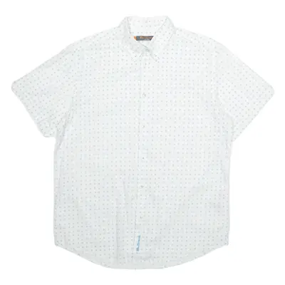 BEN SHERMAN Mens Shirt White Paisley Short Sleeve L