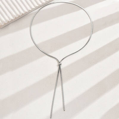 Non-Tarnish Stylish Stainless Steel Snake Chain Slider Lariat Necklaces for Women's Daily Parties