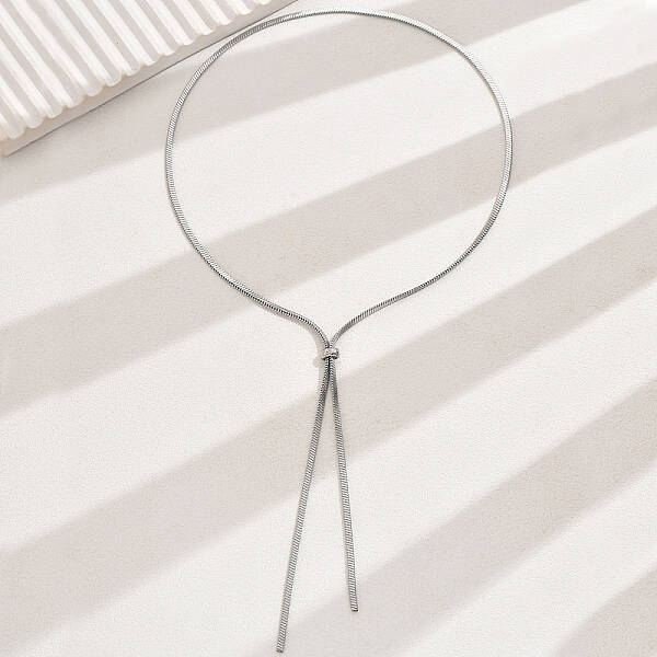 Non-Tarnish Stylish Stainless Steel Snake Chain Slider Lariat Necklaces for Women's Daily Parties