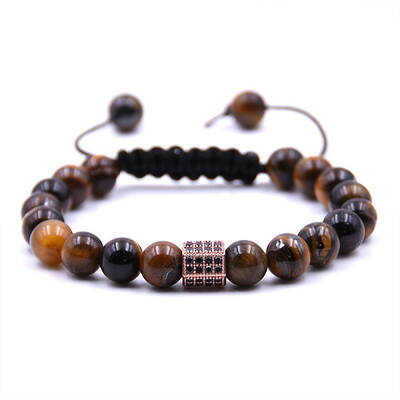 Natural Tiger Eye Braided Bead Bracelets