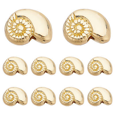 10 Pcs 18K Gold Plated Shell Beads