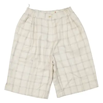CASURO Pleated Womens Casual Shorts Grey Relaxed 90s Plaid XS W26