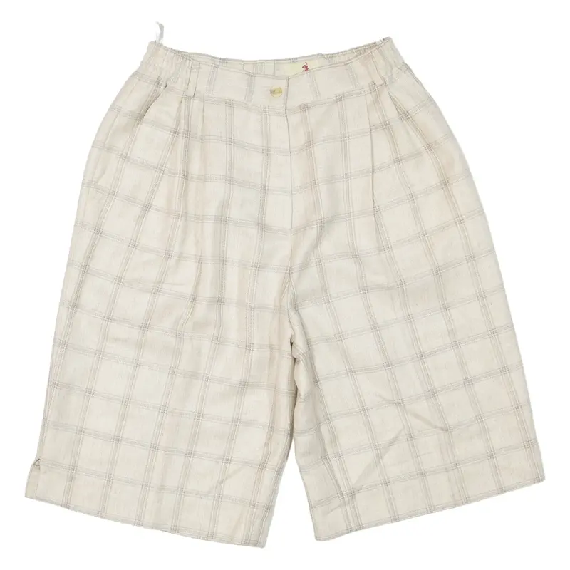 CASURO Pleated Womens Casual Shorts Grey Relaxed 90s Plaid XS W26