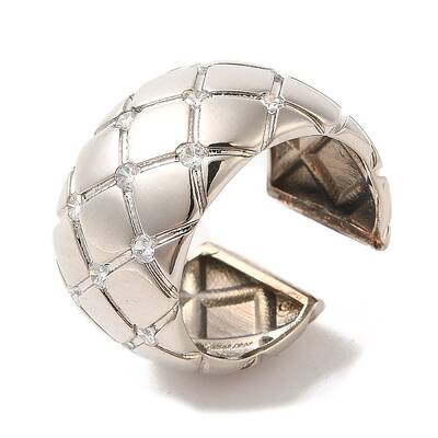 Brass Micro Pave Cubic Zirconia Open Cuff Rings
