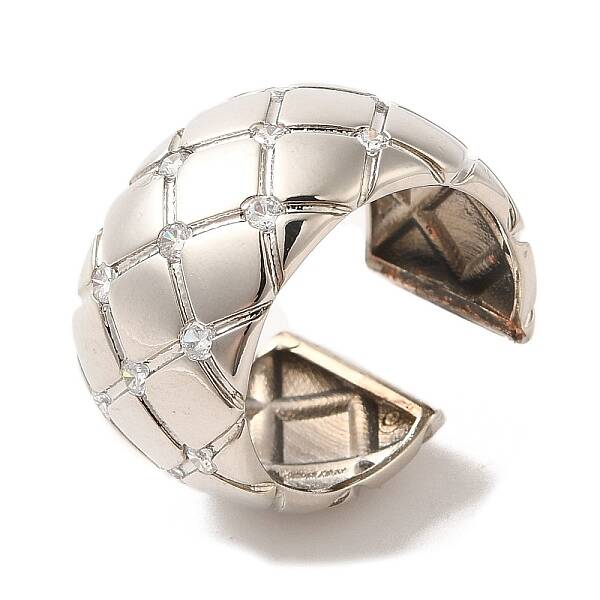 Brass Micro Pave Cubic Zirconia Open Cuff Rings