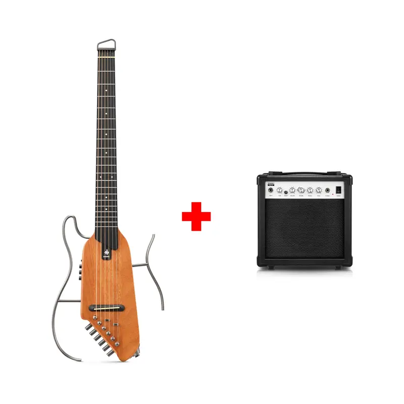 Donner HUSH™ I Acoustic-Electric Travel Guitar - Mahogany Natural / Guitar+20W Amplifier