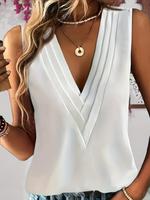 【plus Size】 Solid Color V Neck Knit Top, Elegant Fashion Casual Basic Sleeveless Top for Daily Outdoor Wear, Women Plus C...