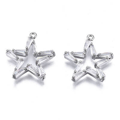 Brass Inlaid Clear Cubic Zirconia Pendants